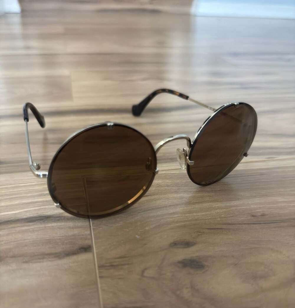 Balenciaga Round Metal Frame Sunglasses with Tinted Lenses
